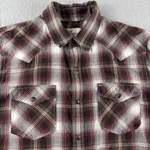 American Eagle Western Pearl Snap Shirt Mens M Plaid Seriously Soft Cowboy Rodeo